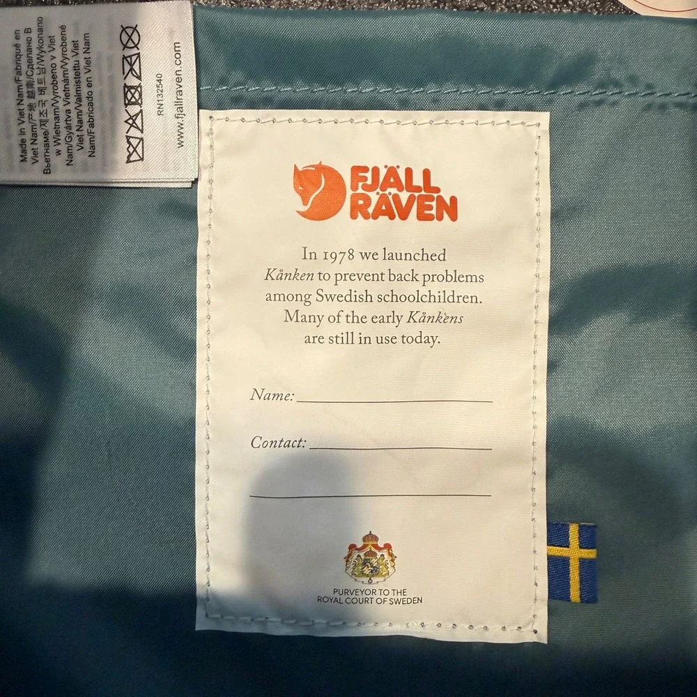 Fjallraven Kanken‎ Mini Backpack Blue Vinylon F Adjustable Straps Small Bag